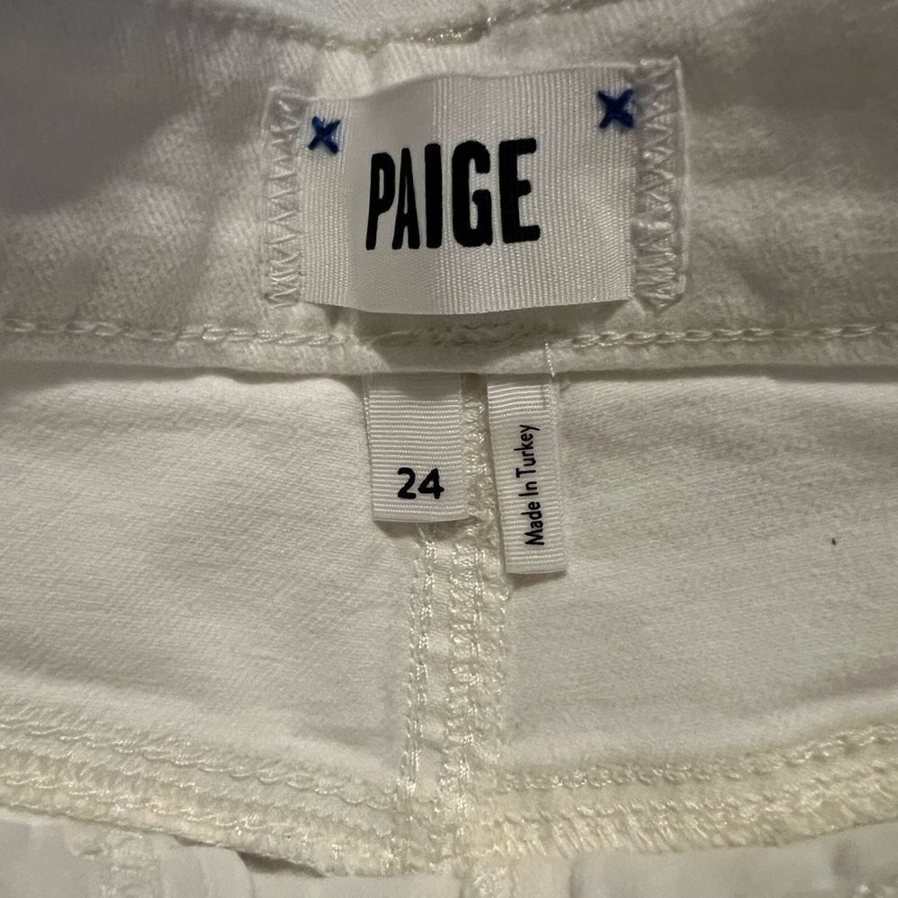 Paige Sarah Straight Ankle White Distressed Jeans - Picture 7 of 8